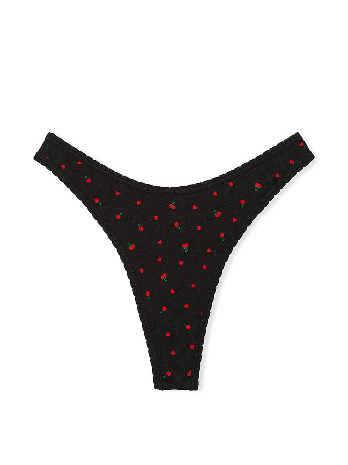 vs Pink Cotton Thong Panty Black Cherry Heart Print 3 of 3 