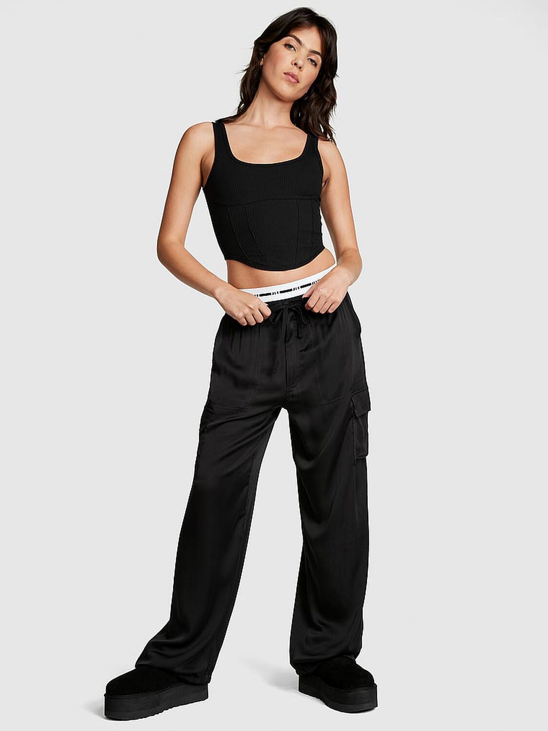 vs Pink Bralettes & Bra Tops The Cinched Corset Top Pure Black 5 of 5 