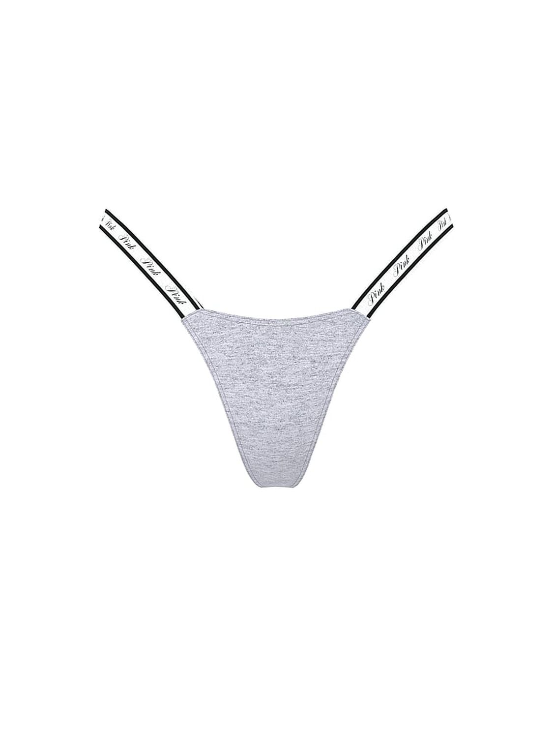 vs Pink Logo Cotton High-Leg Micro Thong Panty Medium Heather Grey 3 of 3 