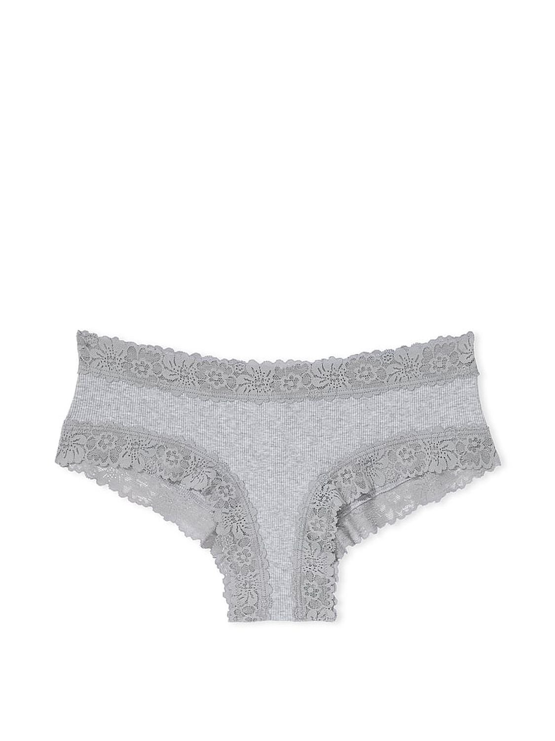 vs Pink Wink Lace-Trim Cheeky Panty Medium Heather Grey 3 of 3 