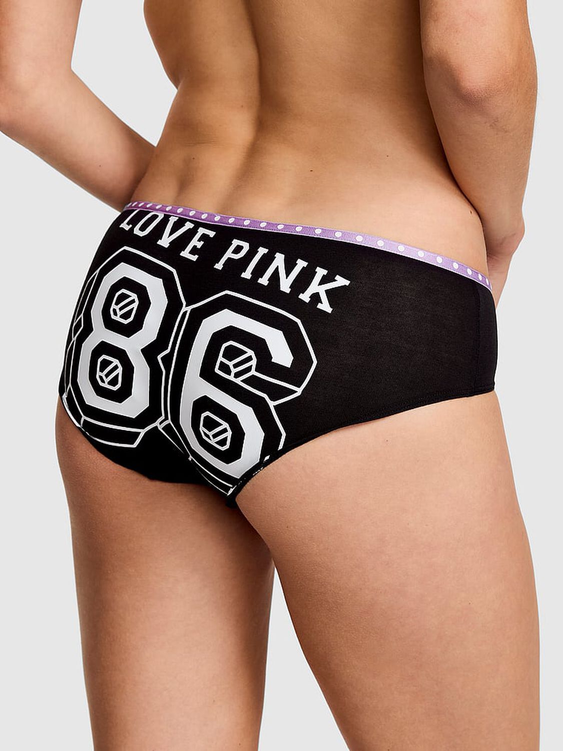 vs Pink Logo Cotton Hiphugger Panty Black With Love Pink 86 Butt Graphic 2 of 3 