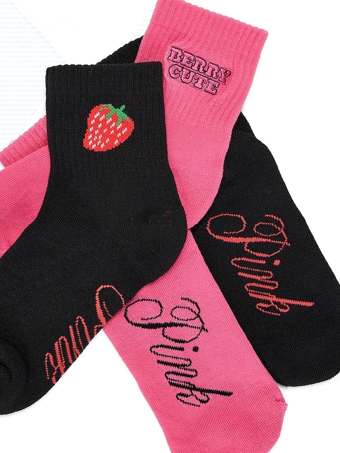 vs Pink 2-Pack Quarter Socks Black And Pink Twirl 2 of 2 