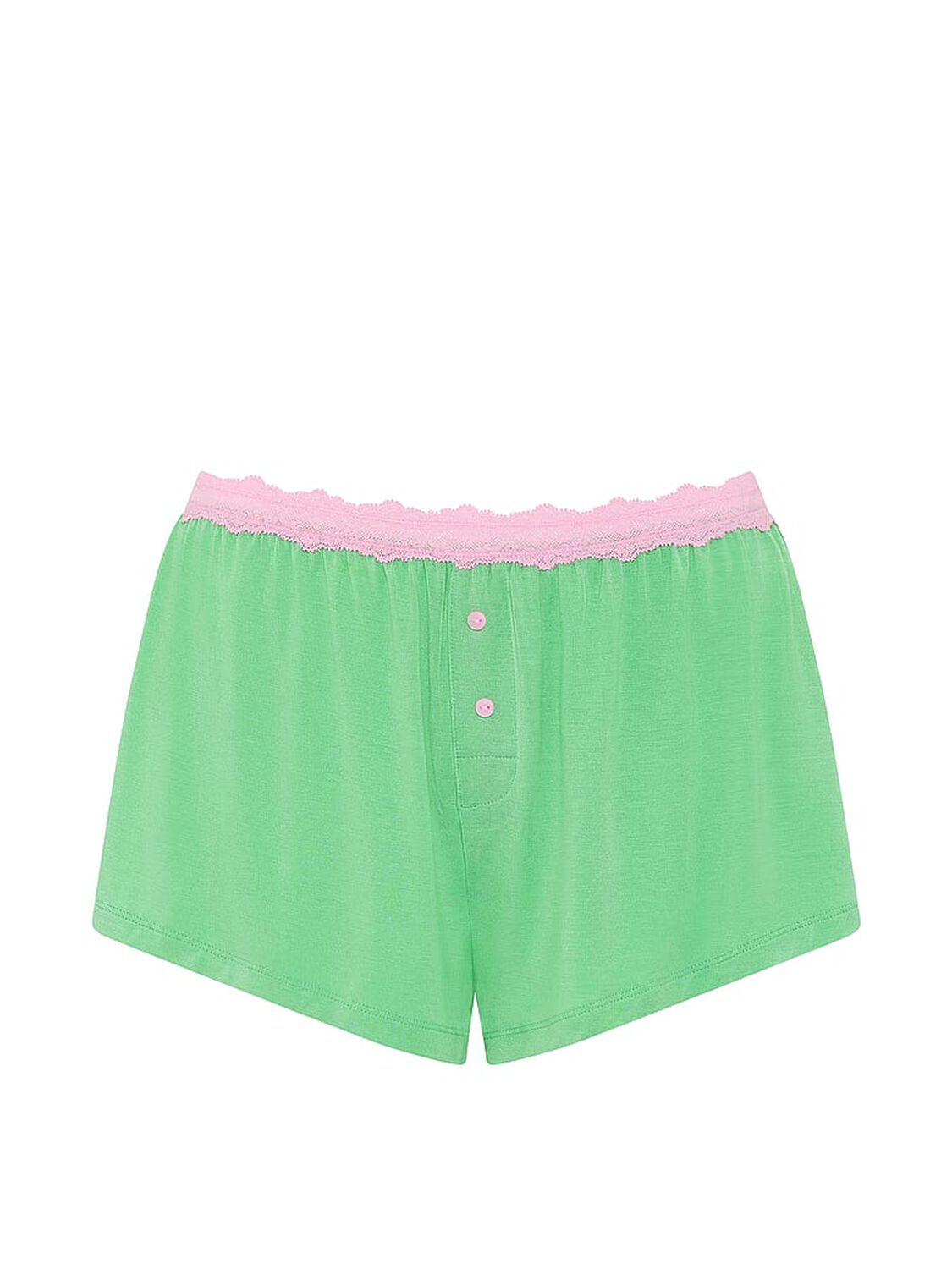 vs Pink Modal Lace-Trim Micro Shorts Graphic Green 3 of 3 