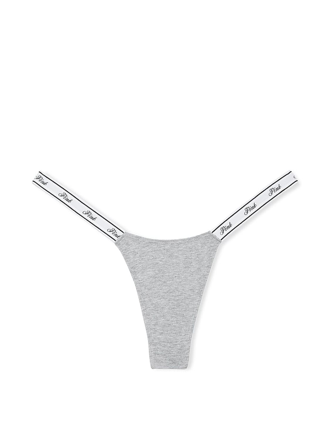 vs Pink Logo Cotton High-Leg Micro Thong Panty Medium Heather Grey 3 of 3 