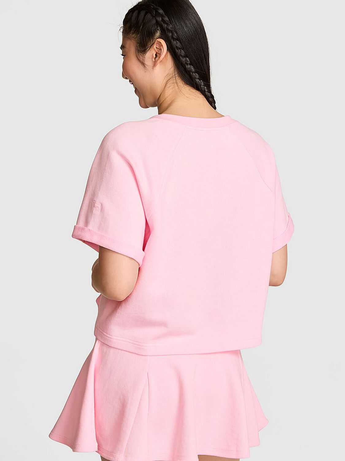 vs Pink Campus Terry&trade; Short-Sleeve Crew Sweatshirt 2 of 3 