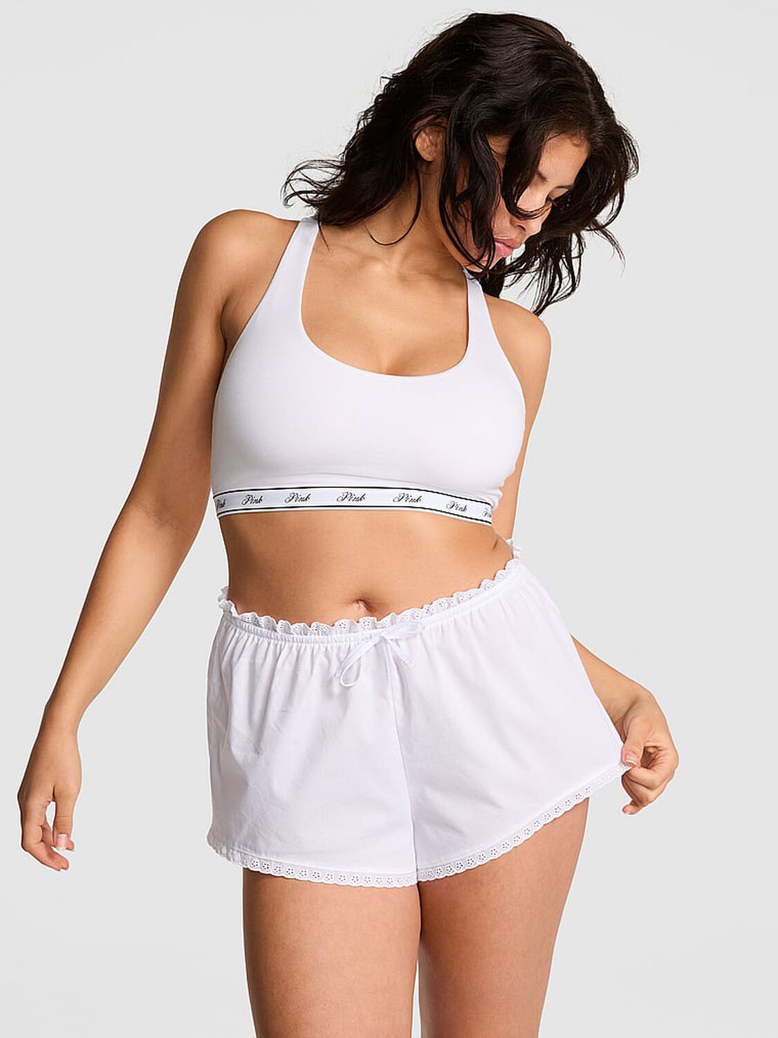 vs Pink By Frankies Bikinis Cloud Poplin Shorts Bright White 1 of 3 
