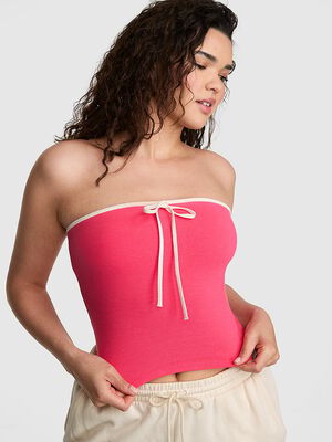 All-Day Cotton&trade; Ruched Front-Tie Tube Top