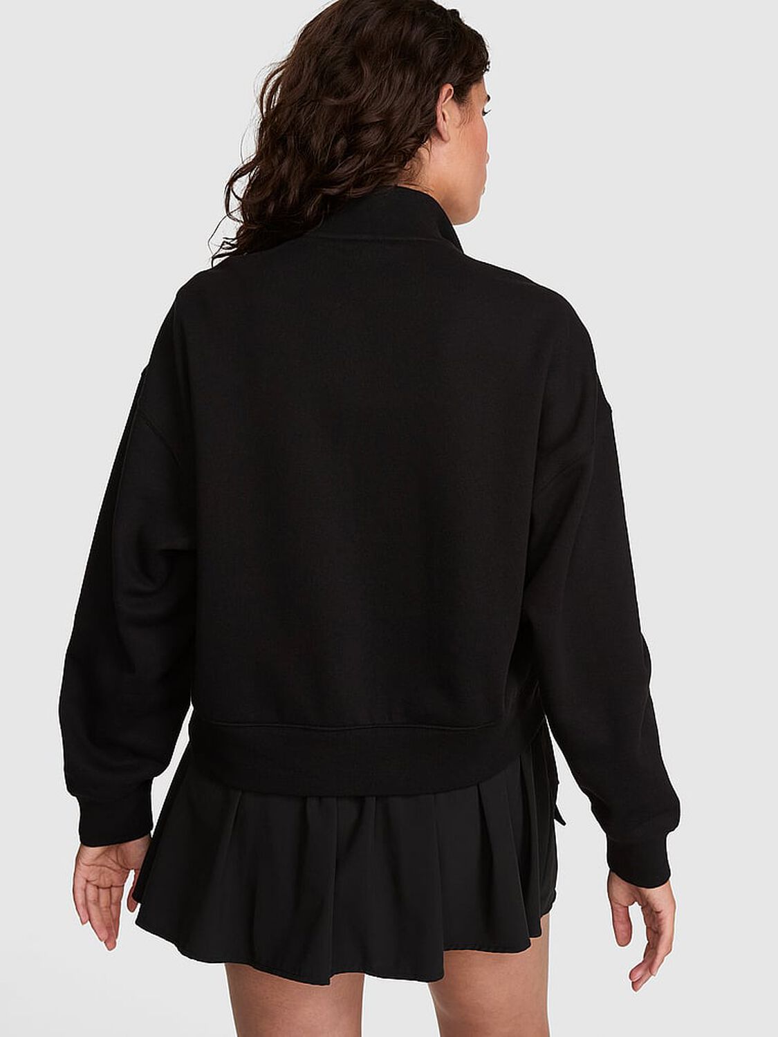 vs Pink Campus Fleece&trade; Snap-Up Sweatshirt Black 2 of 3 