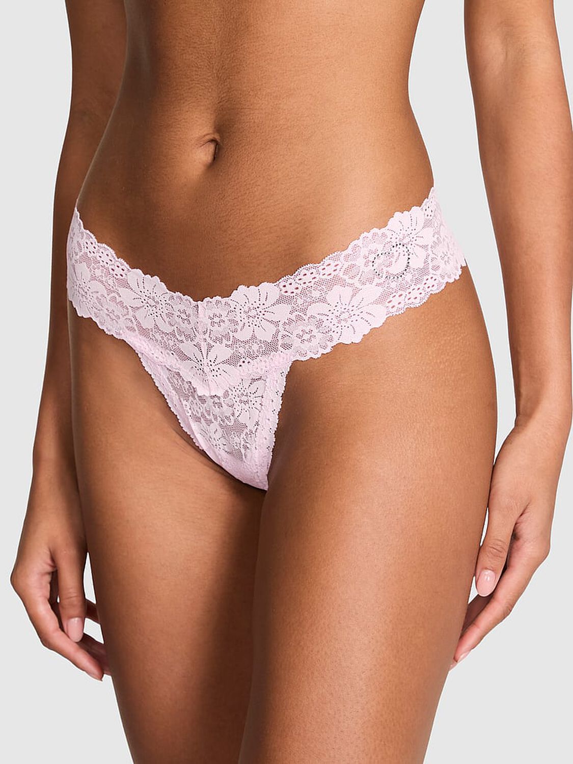 vs Pink Wink Lace Thong Panty Pink Tulip 1 of 4 