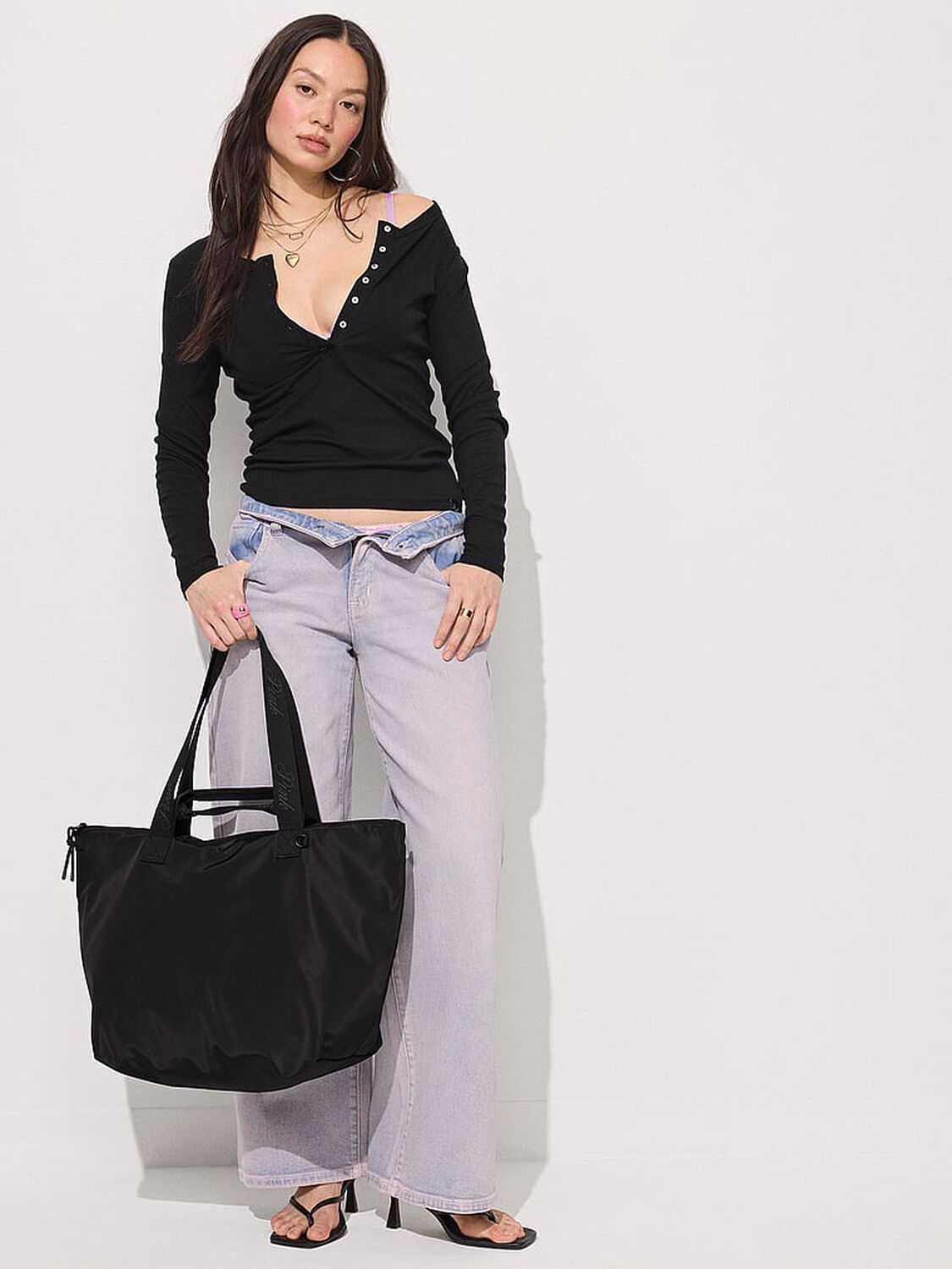 vs Pink Nylon Tote Bag Black 4 of 4 