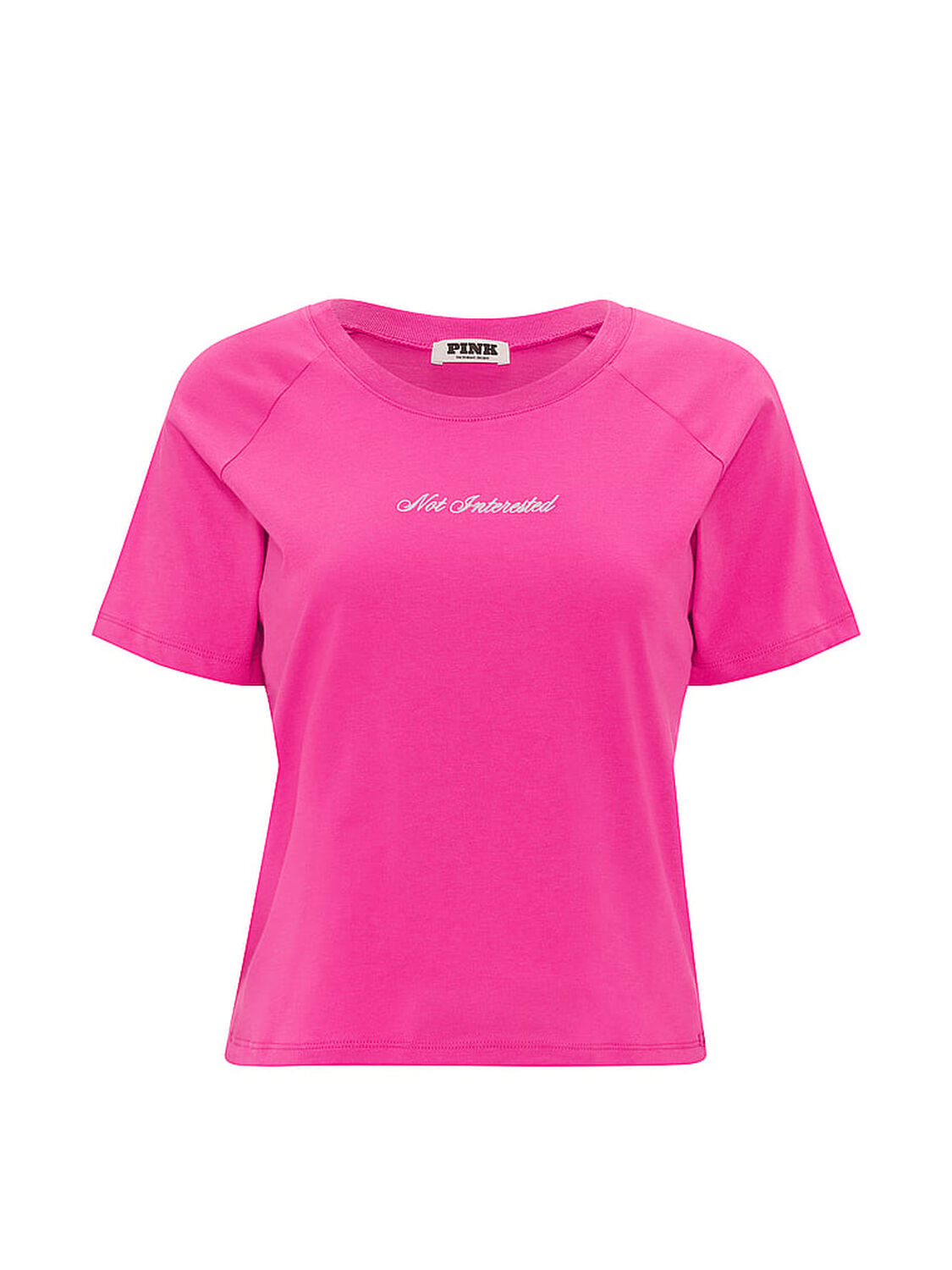 vs Pink Cotton Raglan Sleep Tee Pink Fire "Not Interested" 3 of 3 