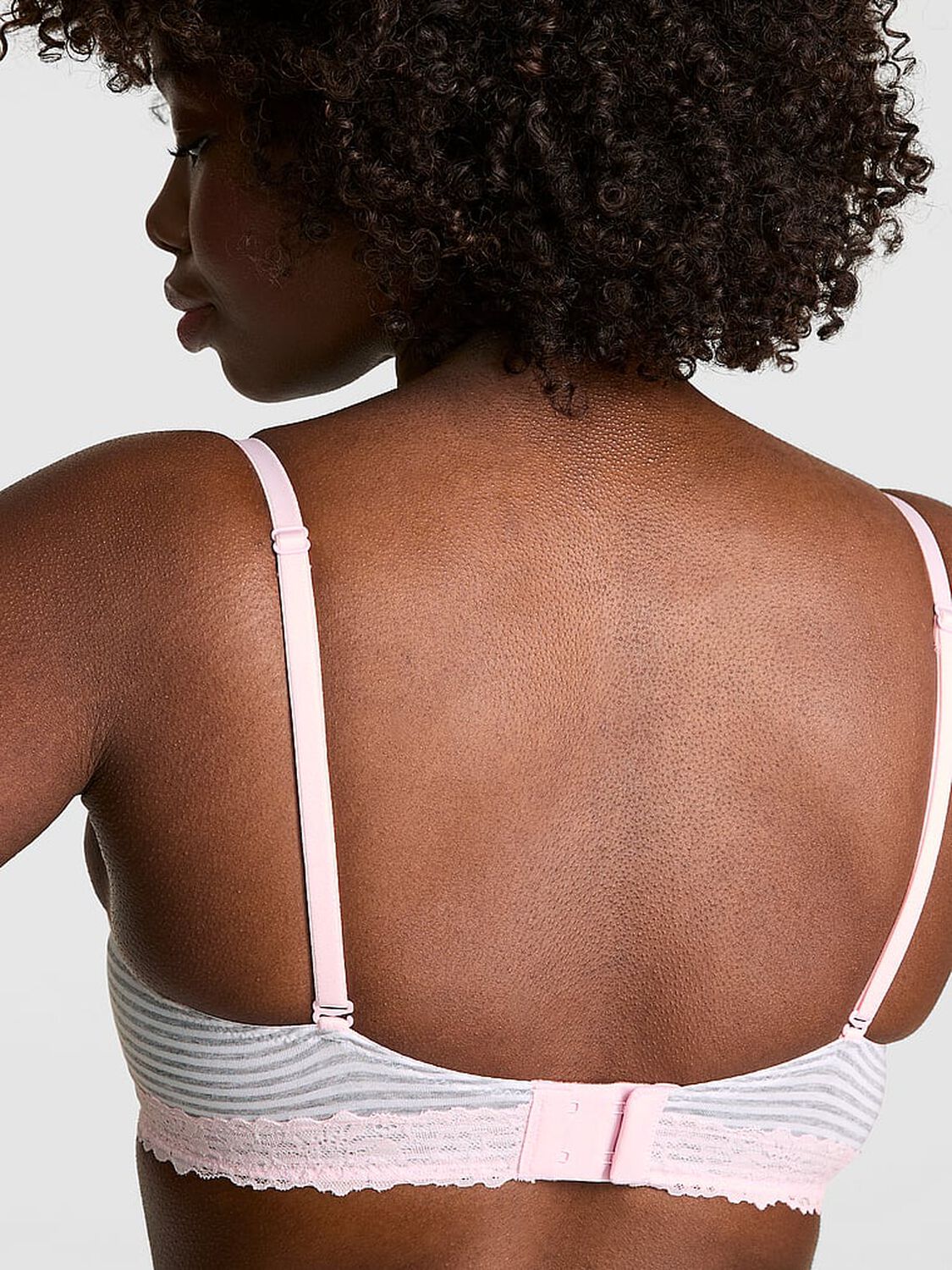 vs Pink Wear Everywhere Wear Everywhere Push-Up Bra Meadium Heather Grey Stripe 2 of 3 