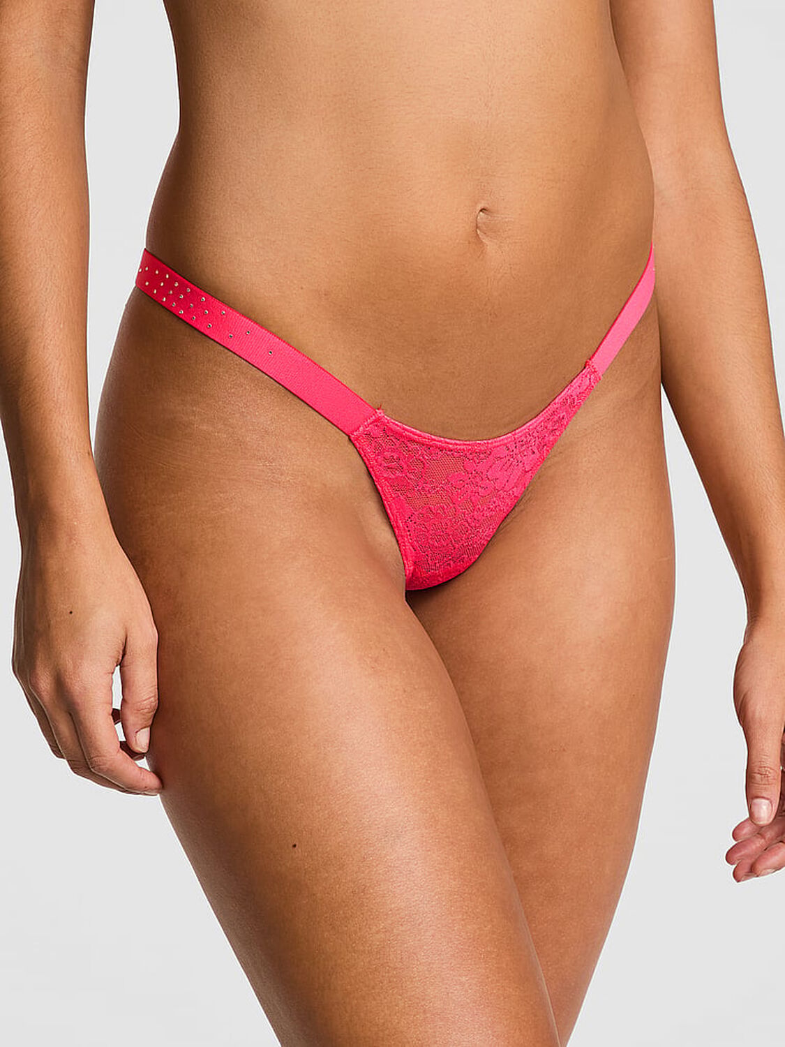 vs Pink Wink Bling Lace Micro Thong Panty Double Bubble 1 of 3 