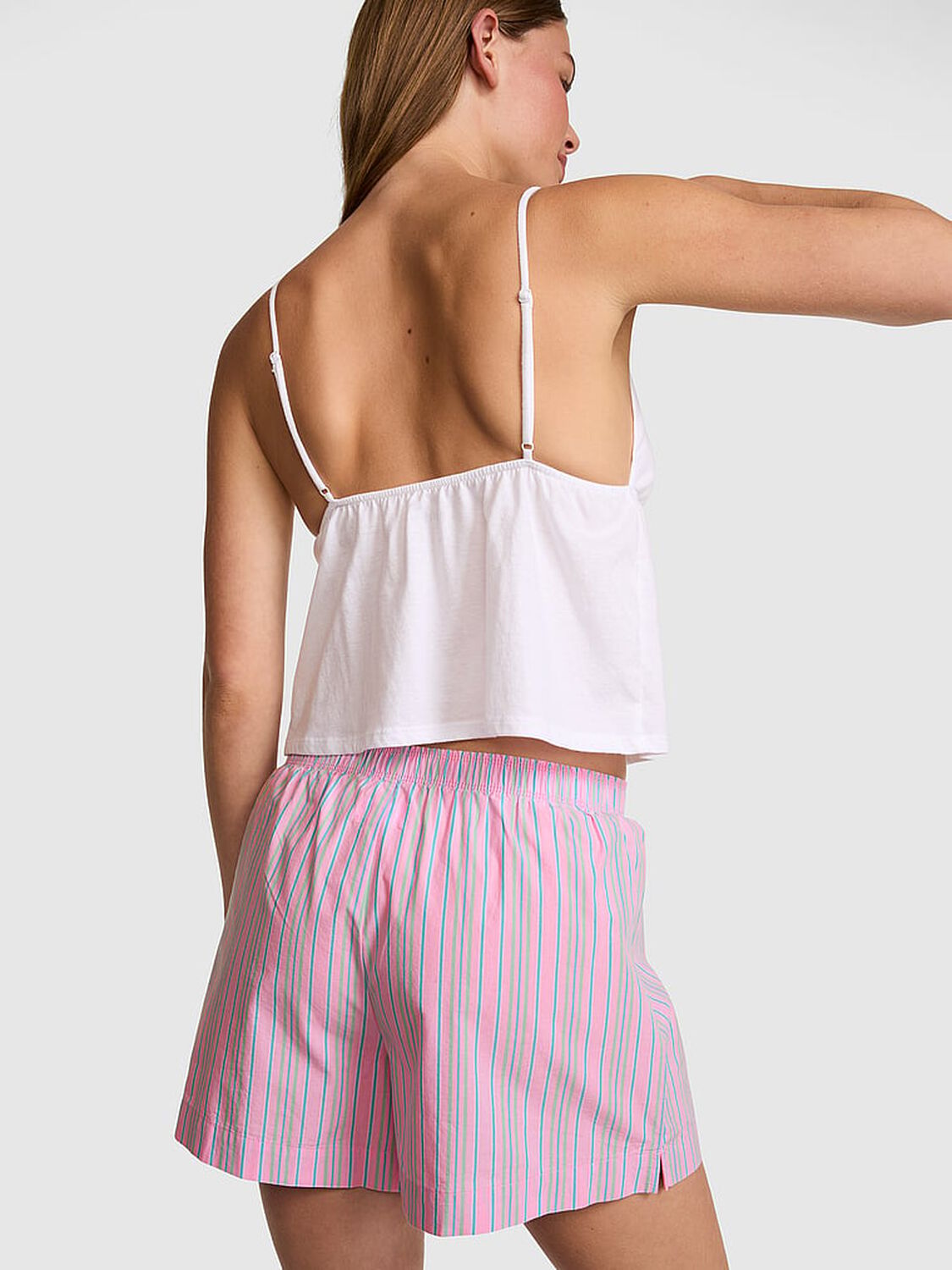 vs Pink Cotton Boxy Boyfriend Pajama Shorts Pink Lollipop Stripes 2 of 3 