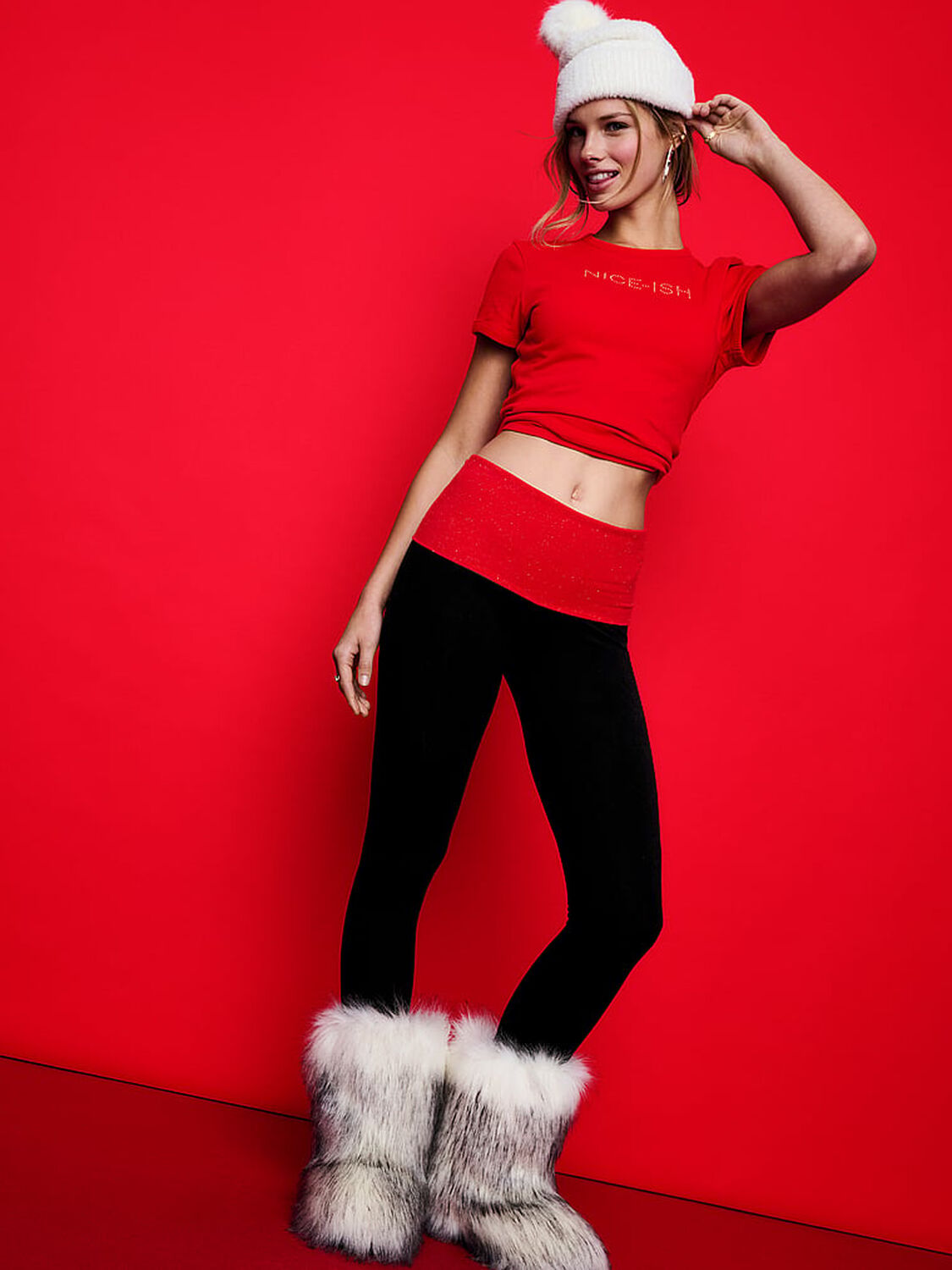 vs Pink Retro Cotton Tee Bright Vermillion Santas Fav 1 of 2 