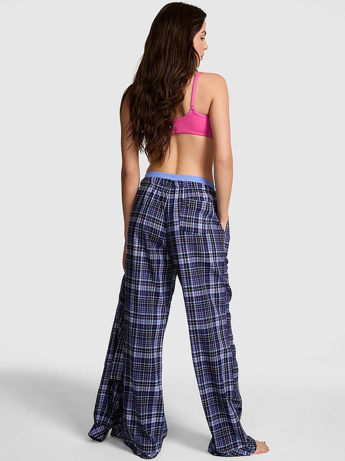 vs Pink Boyfriend Flannel Sleep Pants Nior Navy Plaid 2 of 3 