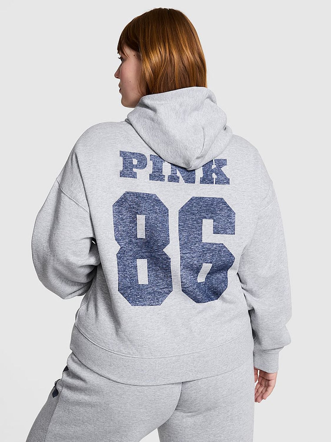 pink Pink Ivy Fleece Campus Full-Zip Hoodie Vs Medium Heather Grey 2 of 4 