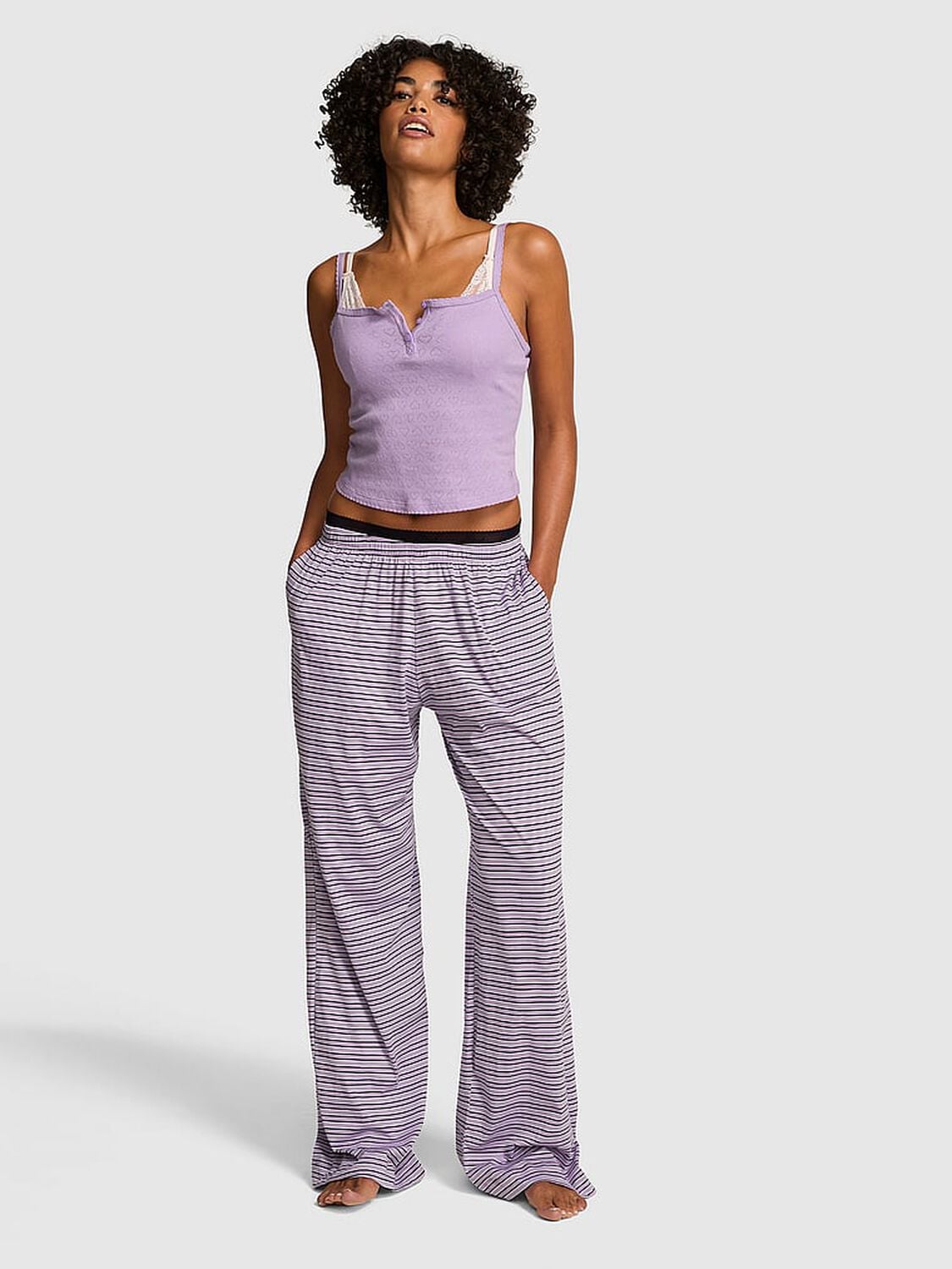 vs Pink Light as Air Jersey Pants Antique Violet Stripes 1 of 4 