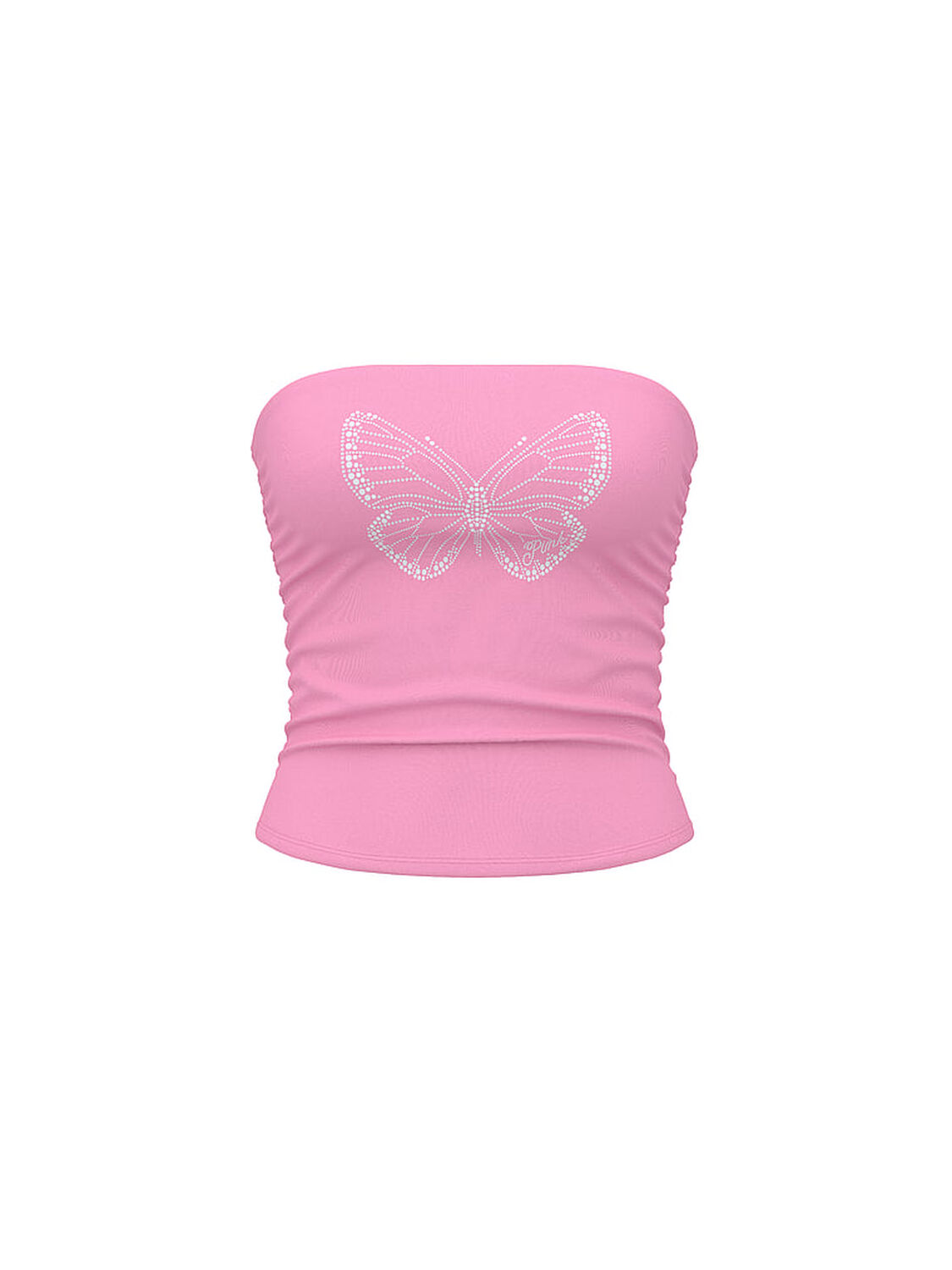 vs Pink All-Day Cotton&trade; Side-Ruched Tube Top Pink Lollipop Bling 3 of 4 