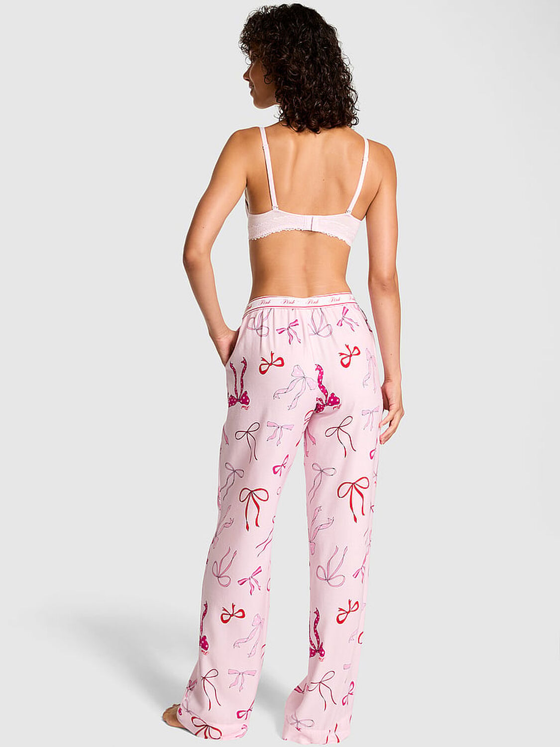 vs Pink Flannel Sleep Pants Pink Tulip Bows 2 of 2 