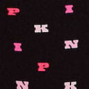 No-Show Thong Panty, Black Scattered PINK Print, swatch