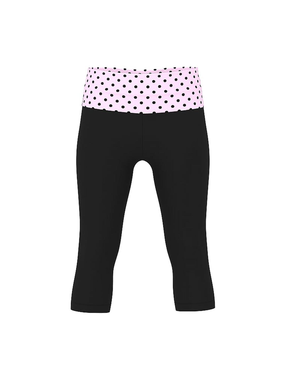 vs Pink All-Day Cotton&trade; Foldover Capri Leggings Pure Black With Pink Tulip Dot 3 of 3 