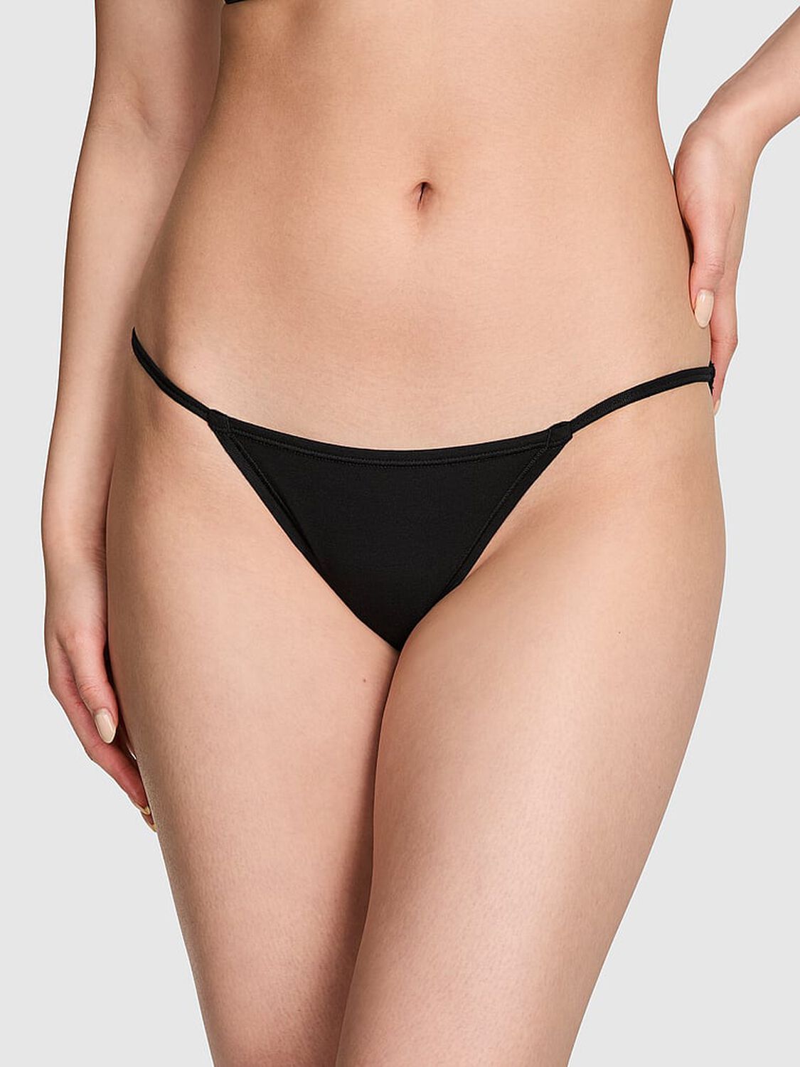 vs Pink Cotton String Bikini Panty Pure Black 1 of 3 
