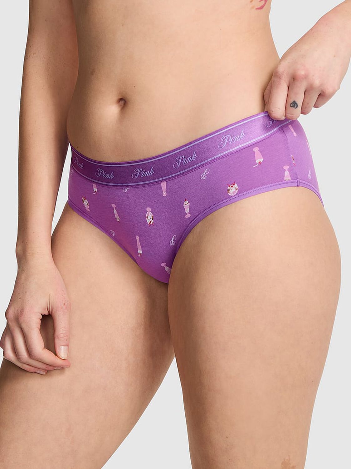 vs Pink Logo Cotton Hiphugger Panty Grape Taffy Ice Cream Print 1 of 3 