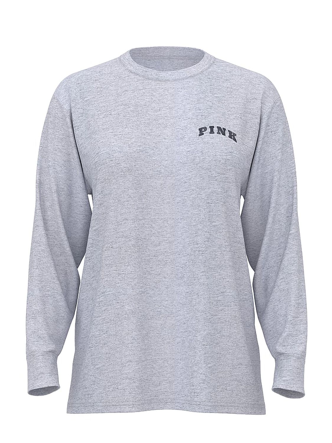 vs Pink Campus Cotton Long-Sleeve Tee Vs Medium Heather Grey 1 of 2 