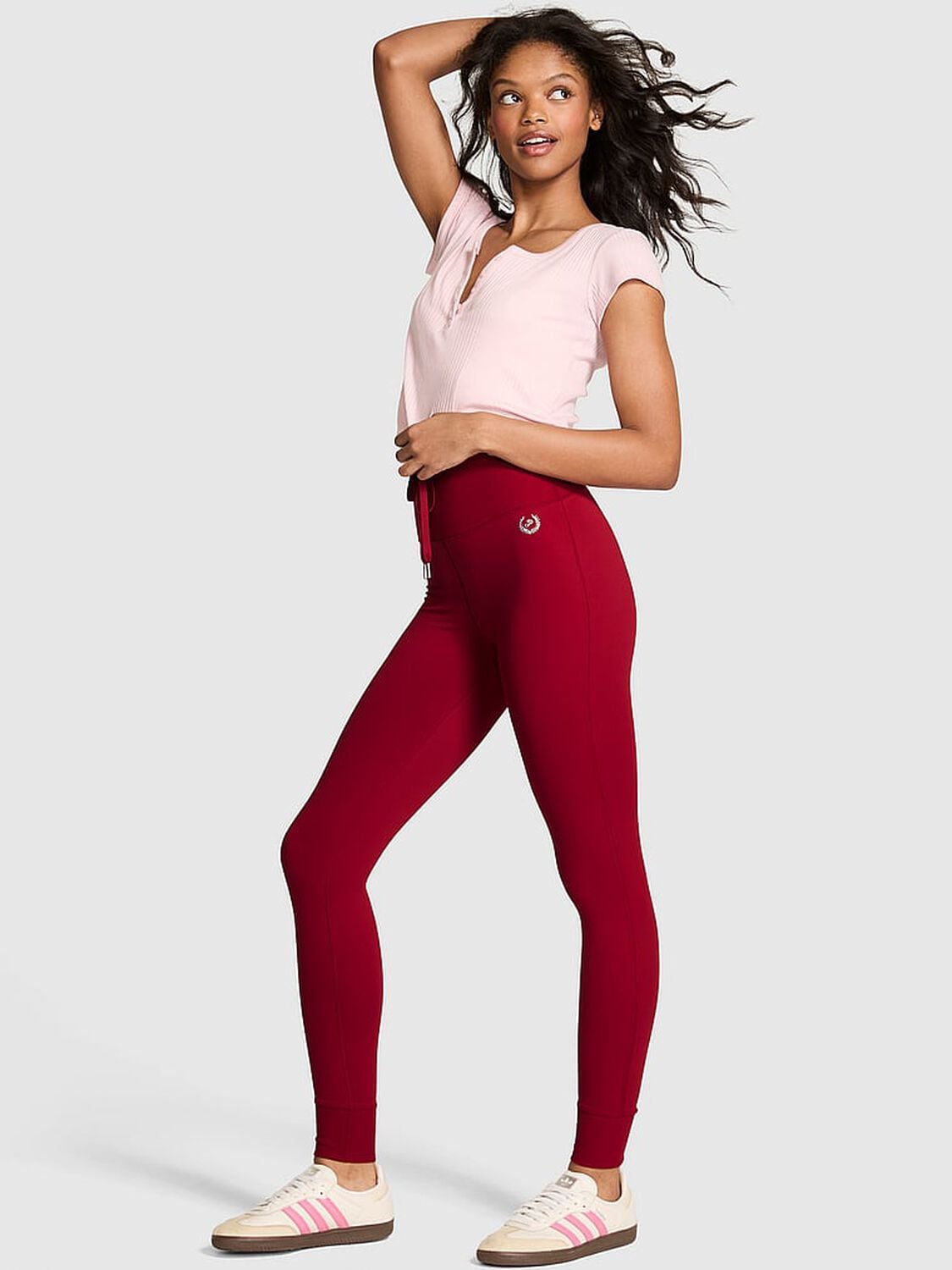 pink Pink Relay Fitted Jogger Leggings Red Lacquer 1 of 3 