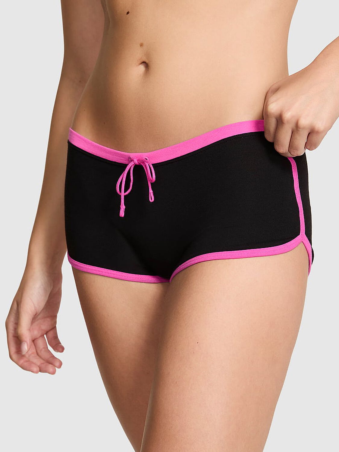 vs Pink Cotton Dorm Boyshort Panty Black Ground Showgirl Butt Hit 1 of 4 