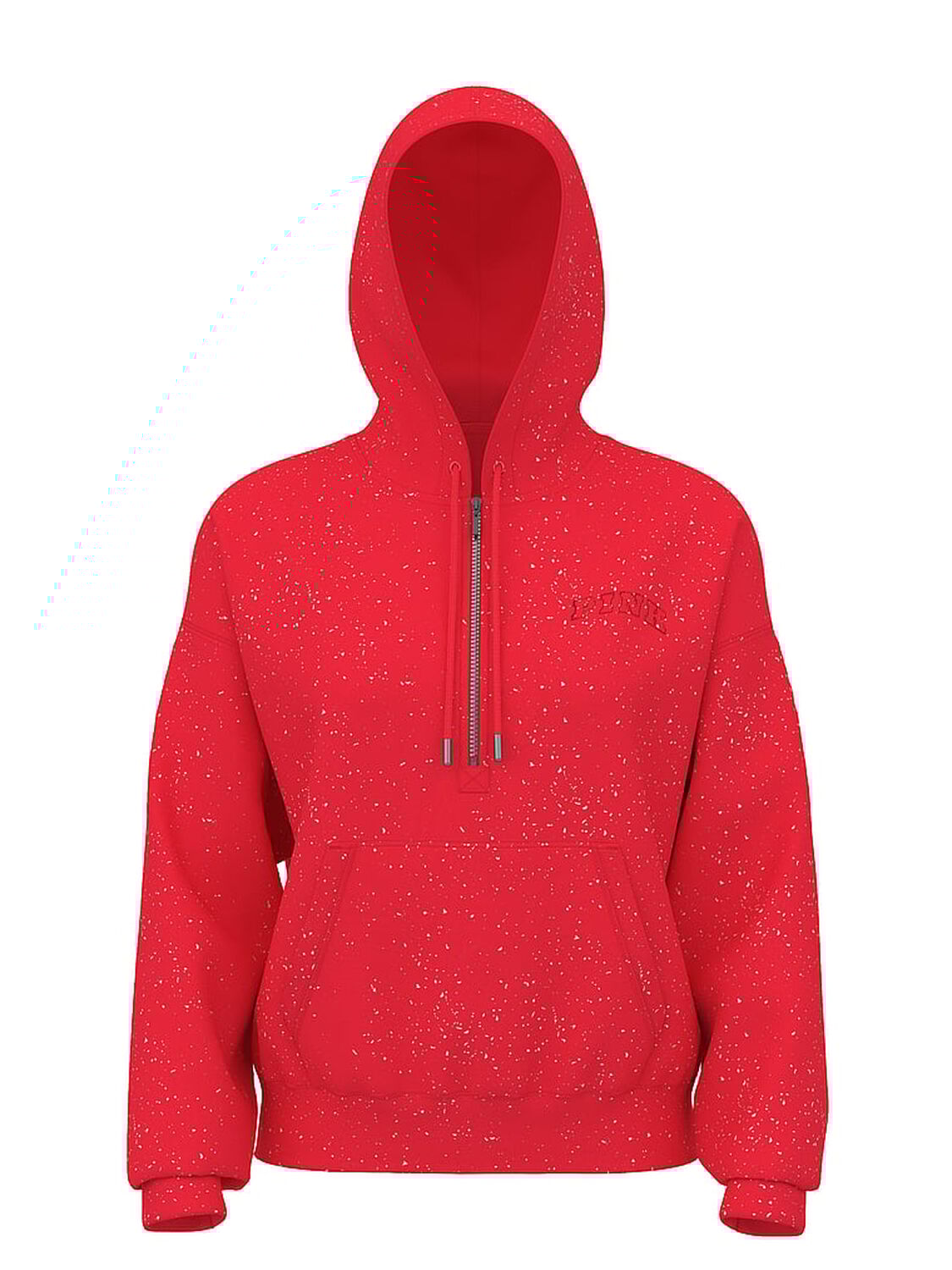 vs Pink Ivy Fleece Campus Half-Zip Hoodie Heathered Bright Vermillion Woven Shine 1 of 3 