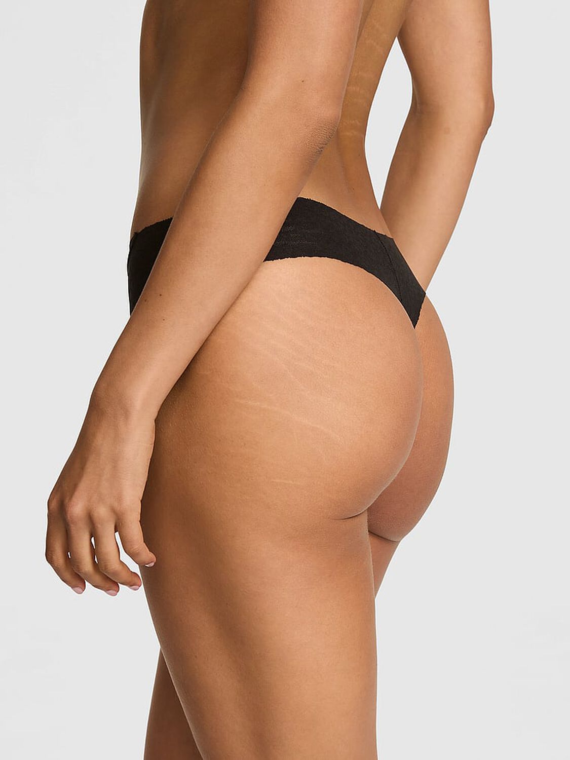 vs Pink No-Show Thong Panty Black 2 of 3 