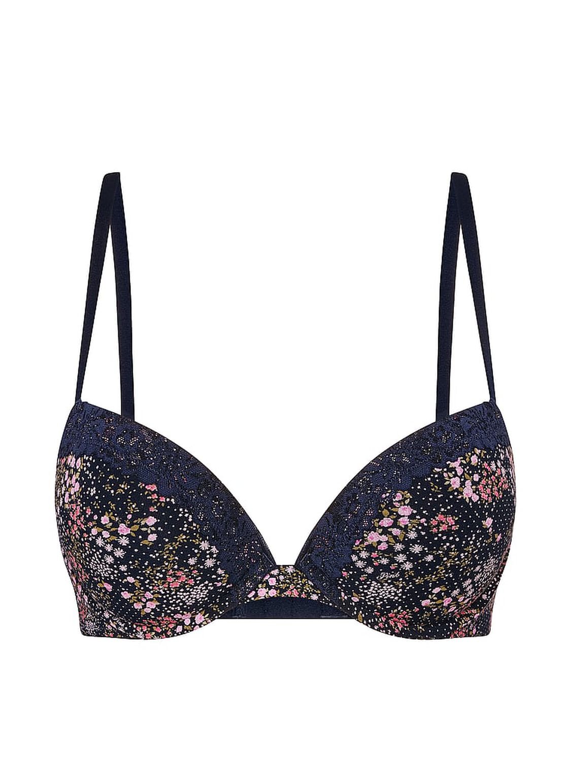 vs Pink Wear Everywhere Wear Everywhere Super Push-Up Bra Noir Navy Floral 3 of 3 