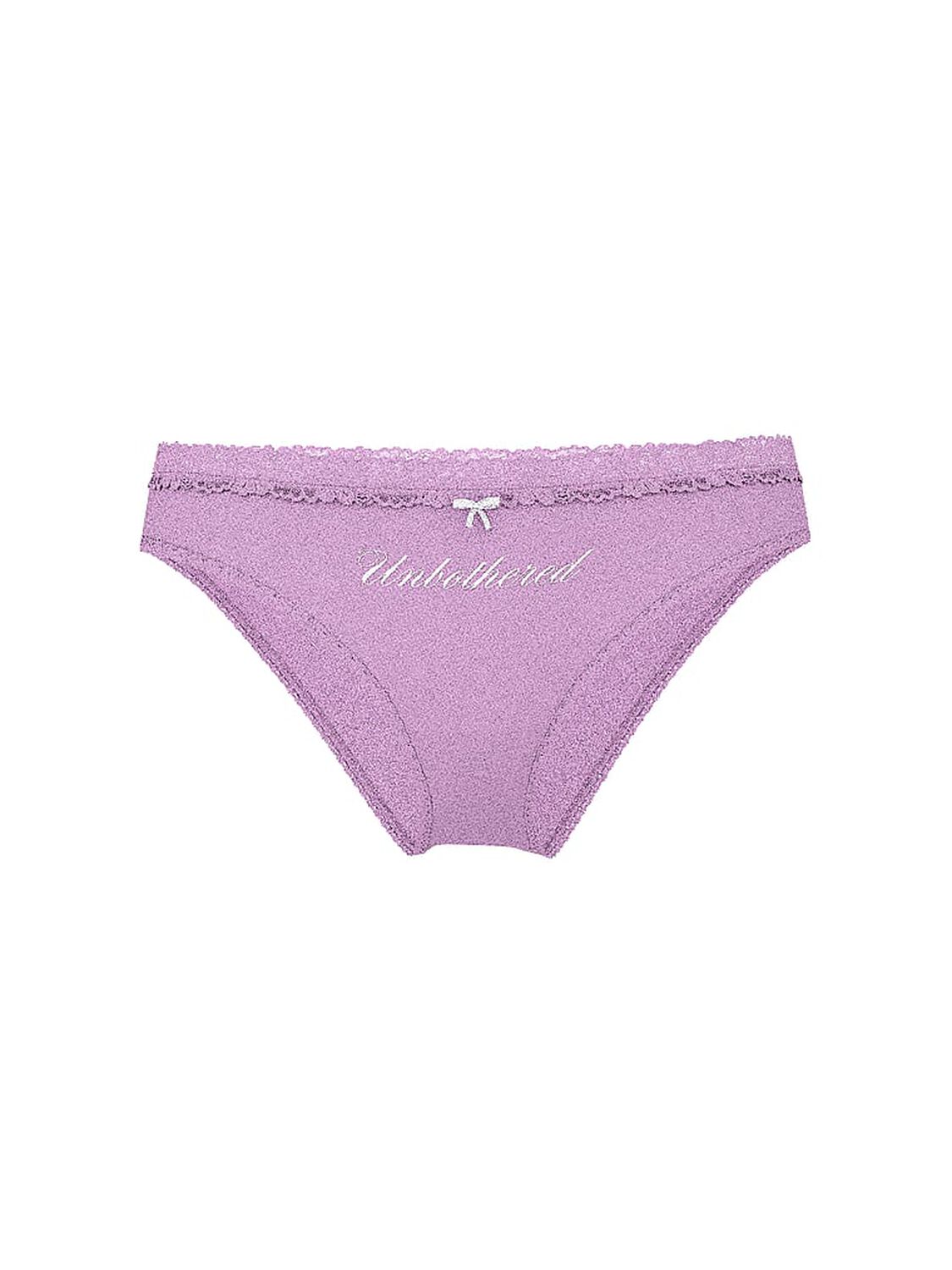 vs Pink Cotton Lace-Trim Cheeky Panty Light Lilac "Unbothered" 3 of 3 
