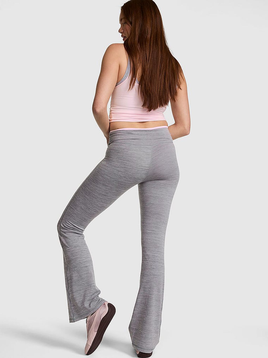 pink Pink PINK Relay&trade; Overlap-Band Flare Leggings Night Owl Grey 2 of 3 