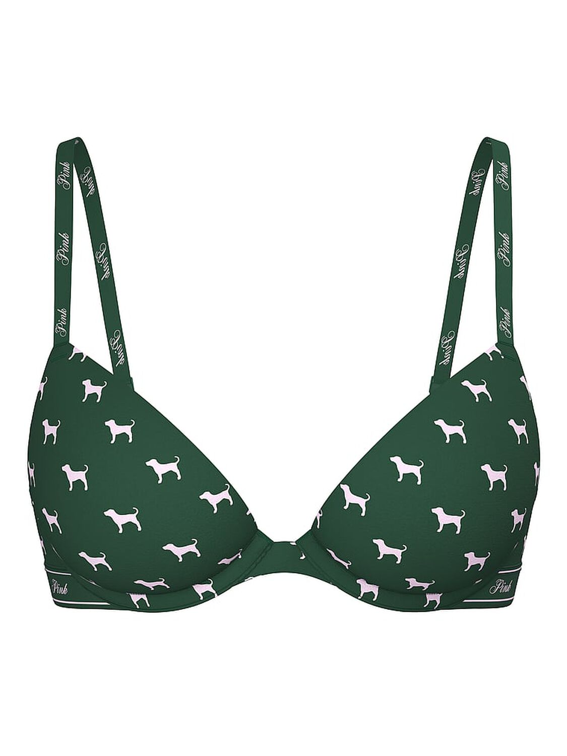 vs Pink Wear Everywhere Wear Everywhere Super Push-Up Bra Jaguar Green Dog Print 3 of 3 