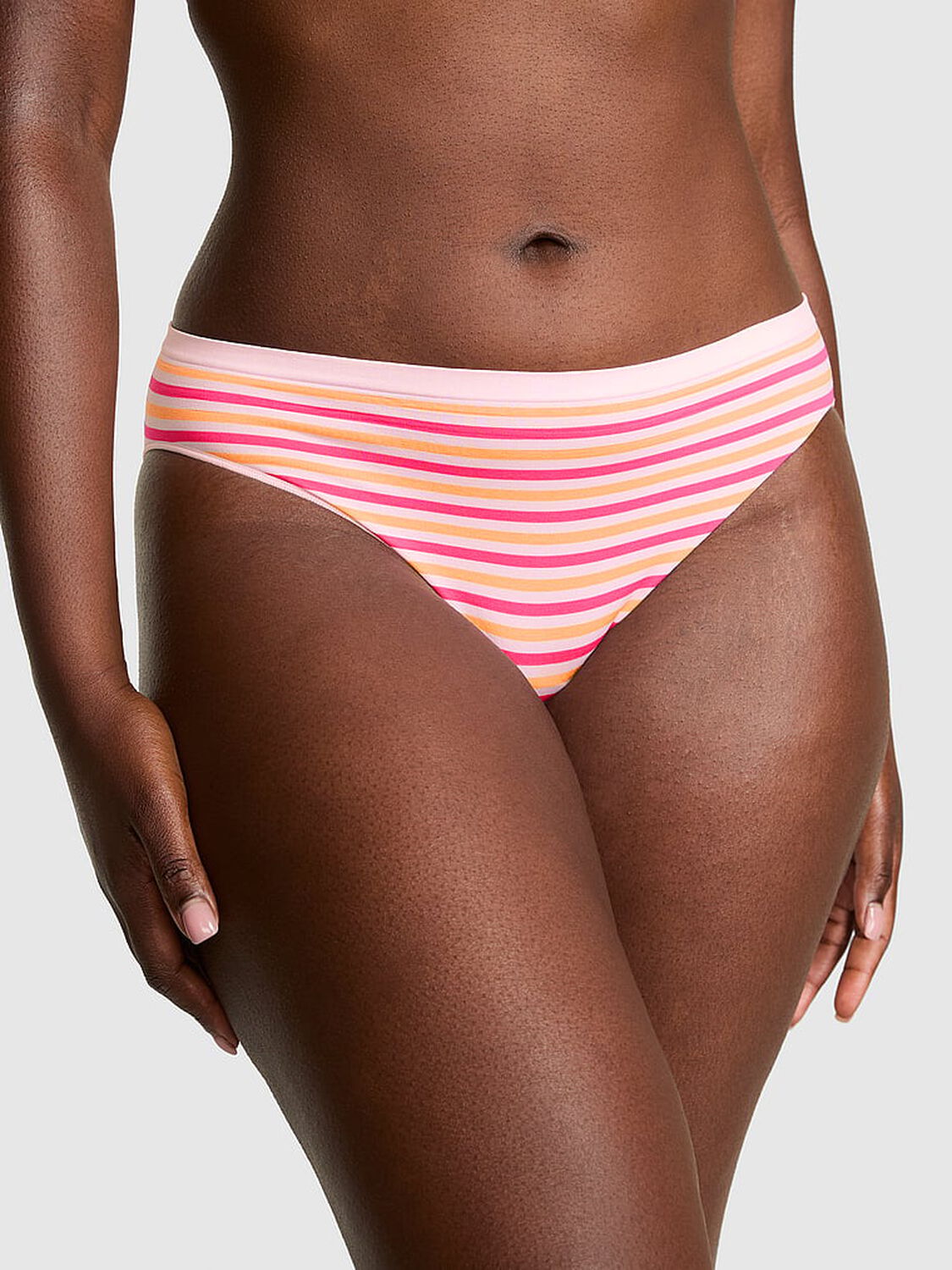 vs Pink Seamless Bikini Panty Pink Tulip And Orange Stripe Print 1 of 3 