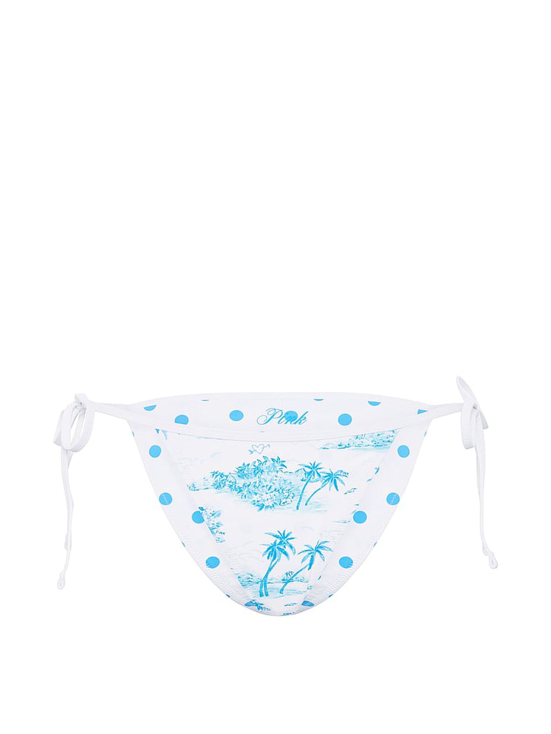 vs Pink Reversible Side-Tie Cheeky Bikini Bottom Tropical Toile Capri Blue 3 of 3 