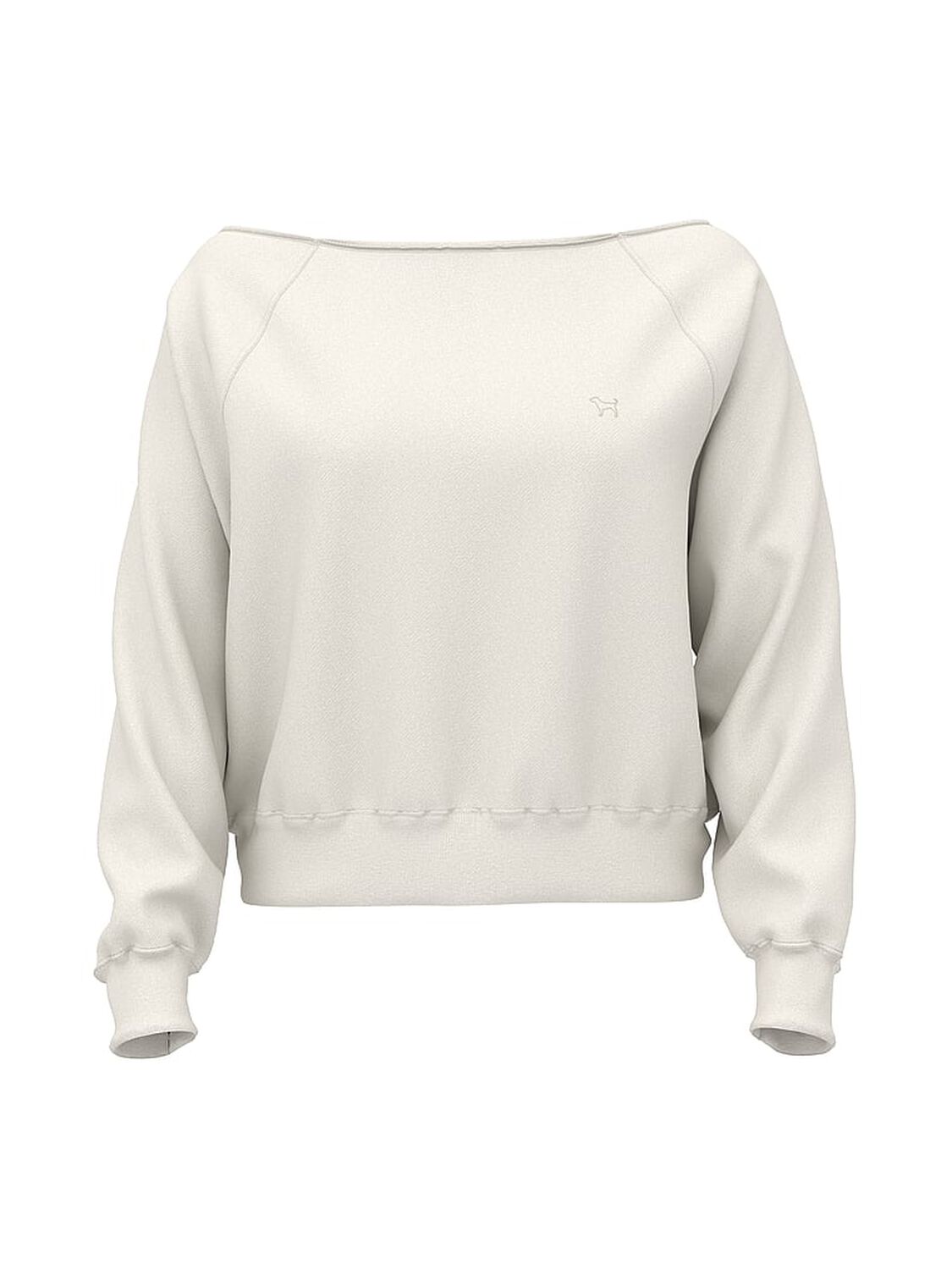 vs Pink Ivy Fleece Off-The-Shoulder Sweatshirt Winter White 3 of 3 