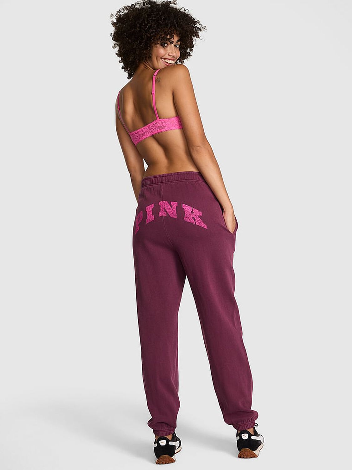 vs Pink Ivy Fleece Campus Sweatpants Wild Rose 2 of 3 