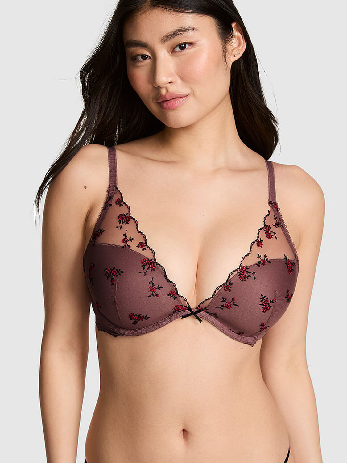 vs Pink PINK Wink&trade; Lightly Lined Plunge Bra Rose Taupe 1 of 4 
