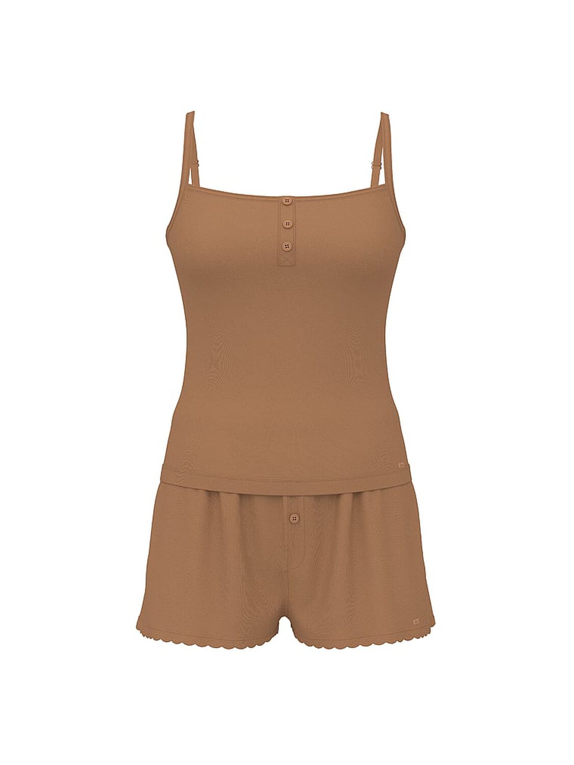 vs Pink Cotton Henley Cami Toffee 3 of 4 