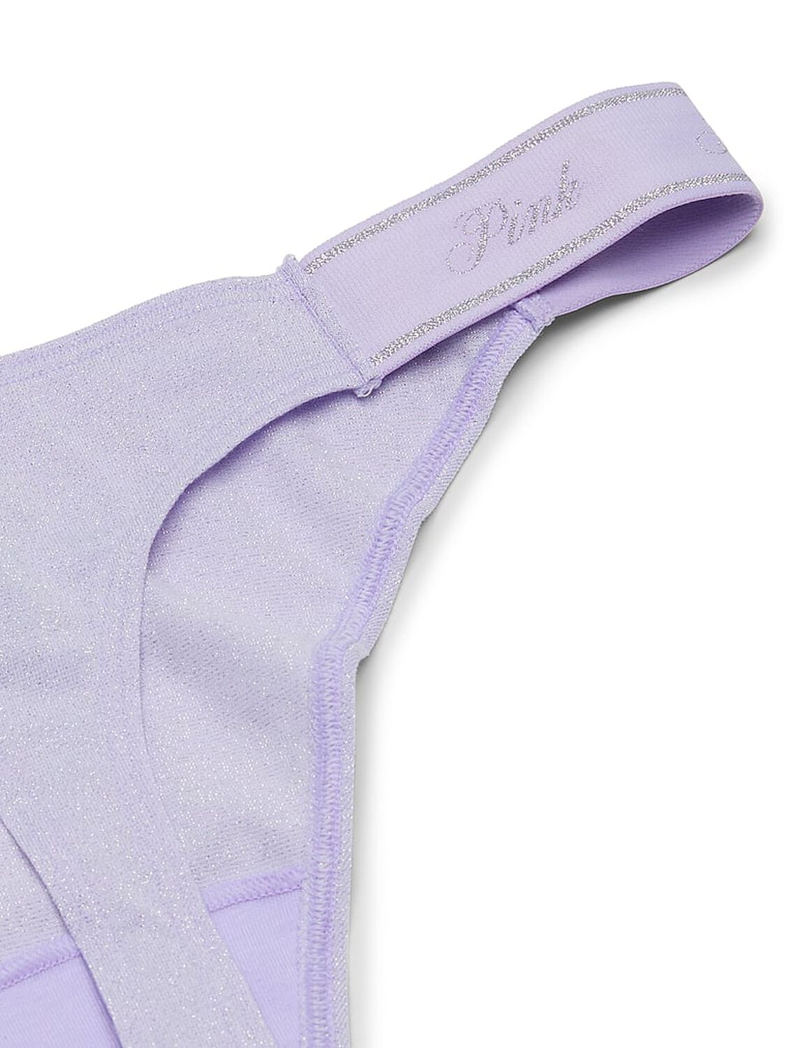 vs Pink Logo Cotton Shimmer High-Leg Thong Panty Purple Cloud Sparkle Knit 4 of 4 