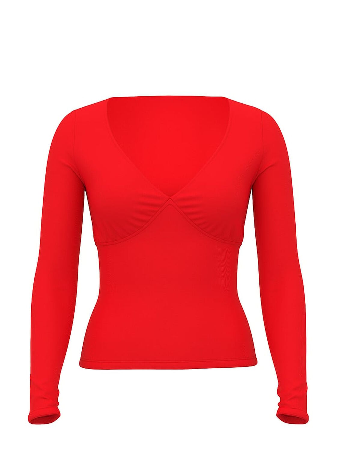 pink Pink Base Stretch Ruched Long-Sleeve Tee Bright Vermillion 1 of 2 