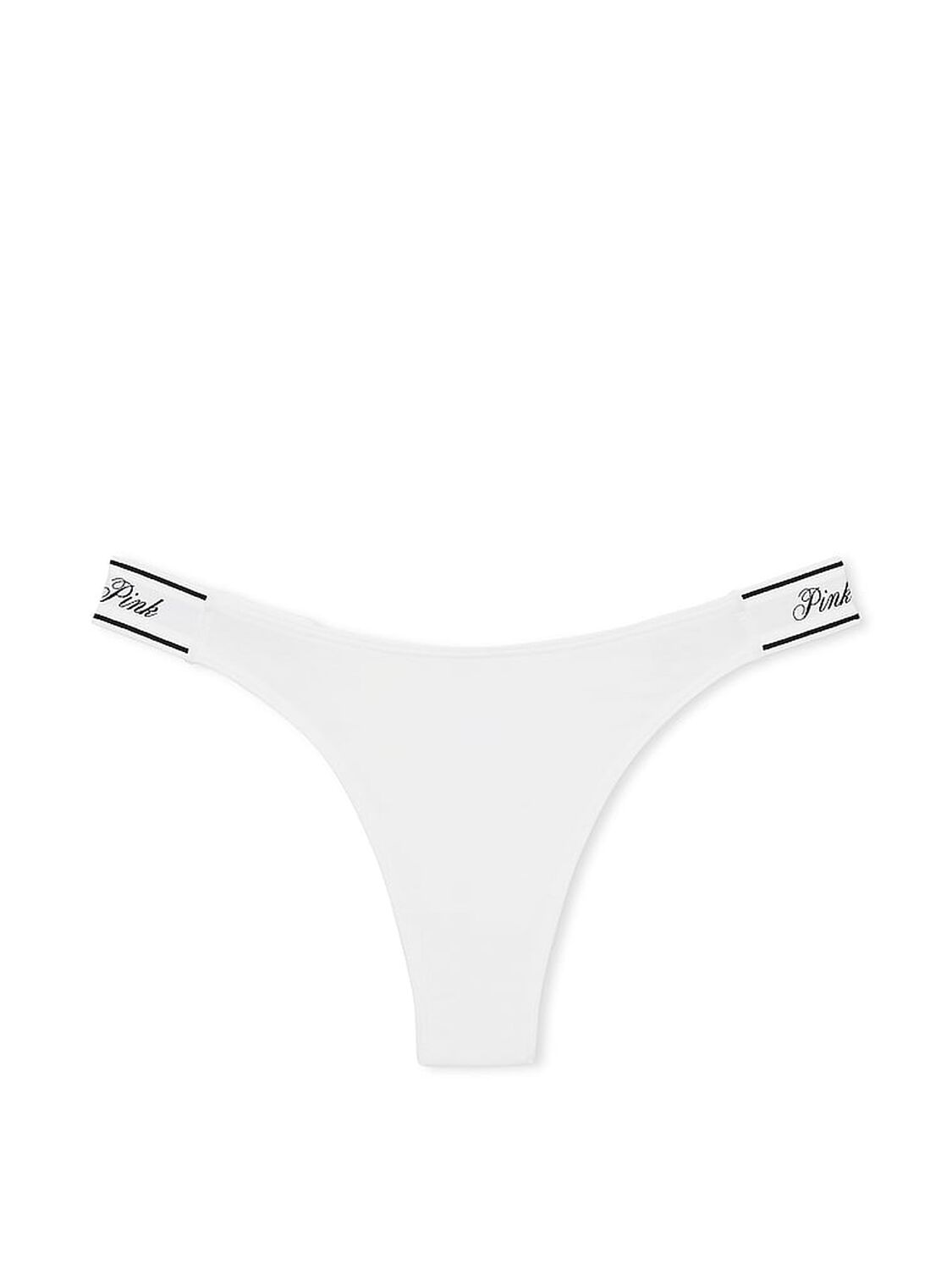 vs Pink Logo Cotton Shine High-Leg Thong Panty Vs White 3 of 3 