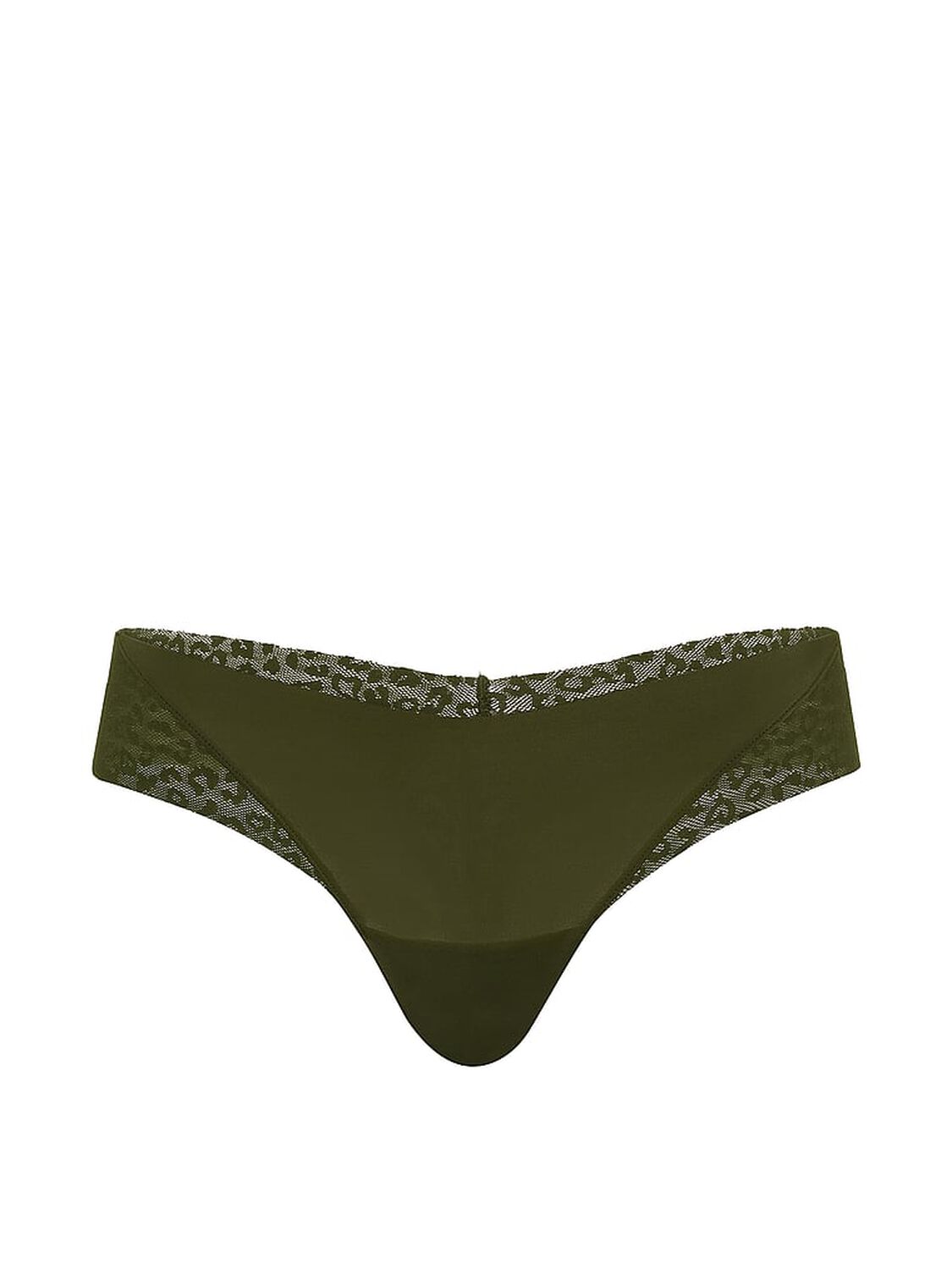 vs Pink No-Show Thong Panty Olive 3 of 3 