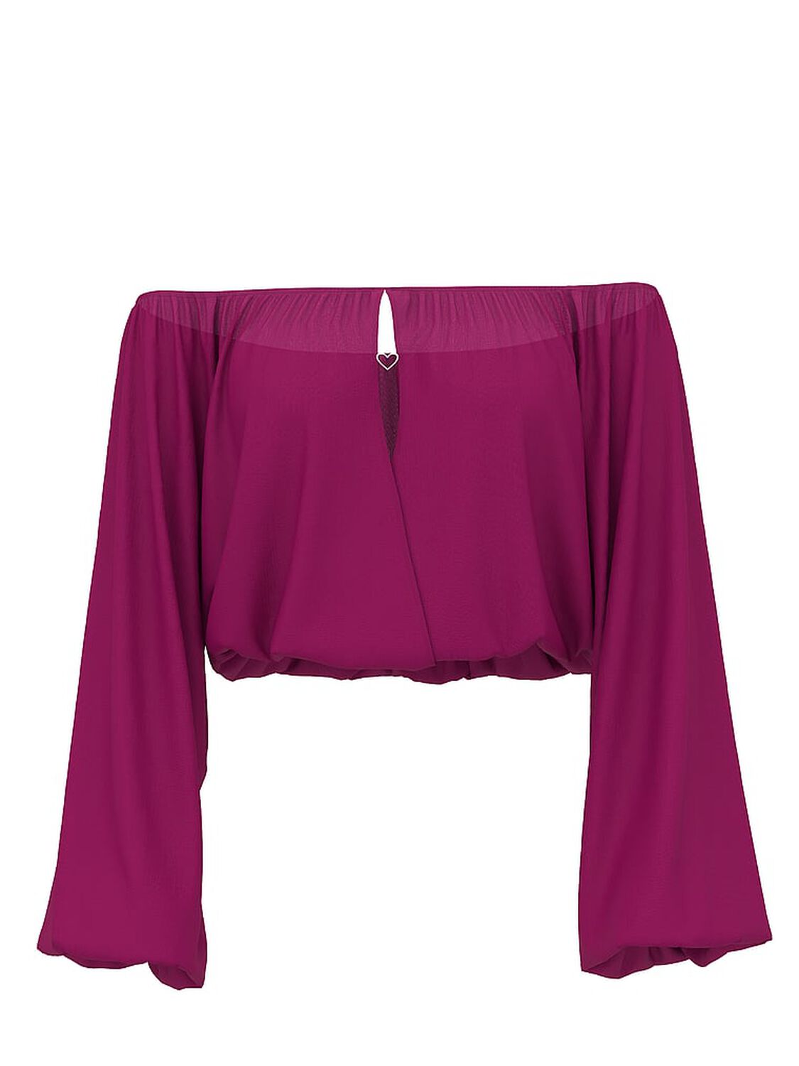 vs Pink Chiffon Long-Sleeve Off-The-Shoulder Top Magenta Rose 3 of 3 