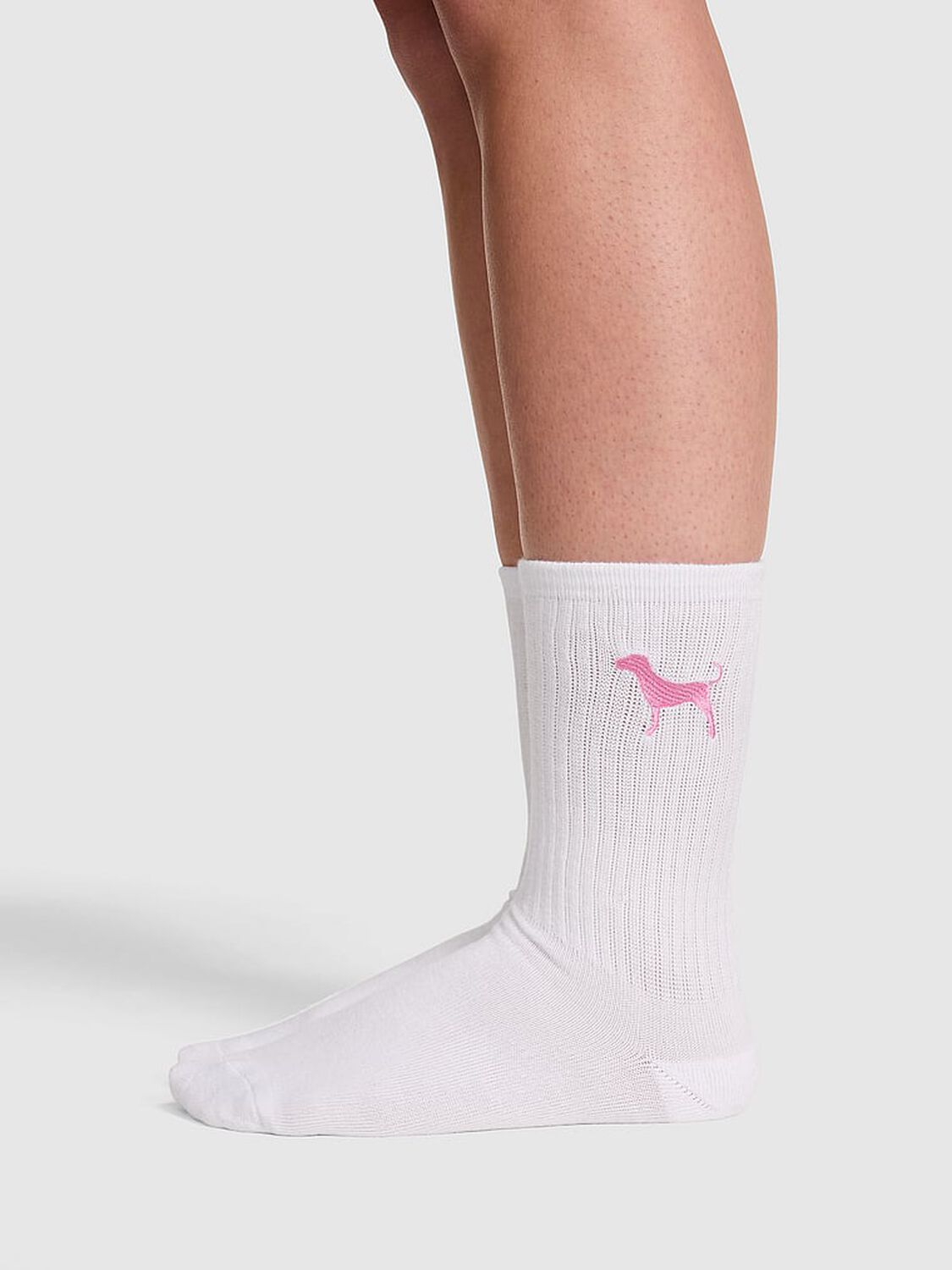 vs Pink 2-Pack Crew Socks Optic White/Pure Black Dog Icon 1 of 2 