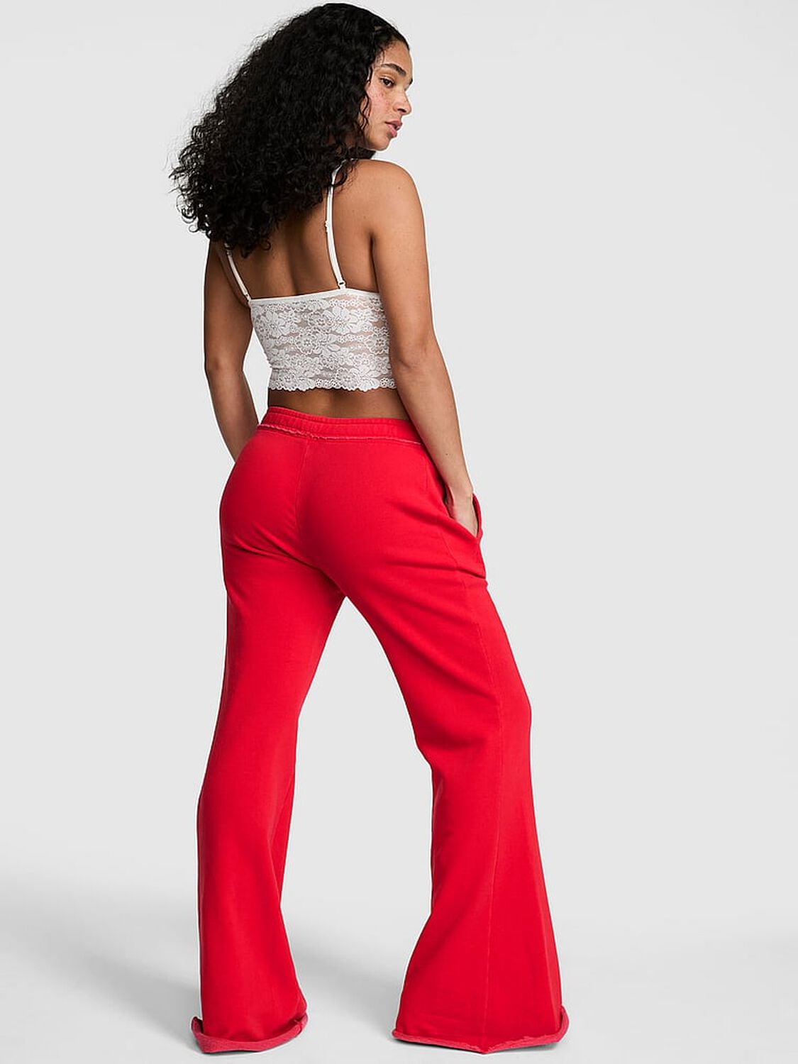 vs Pink Campus Terry&trade; Flare Pants Bright Vermillion 2 of 3 